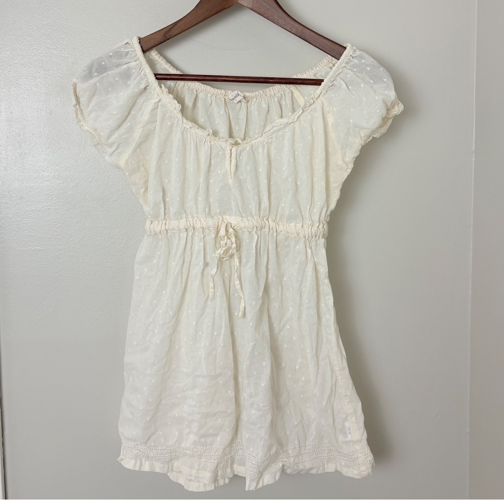 Y2K Aeropostale Babydoll Top Womens M Cream Bella Swan Empire VTG Boho Cottage